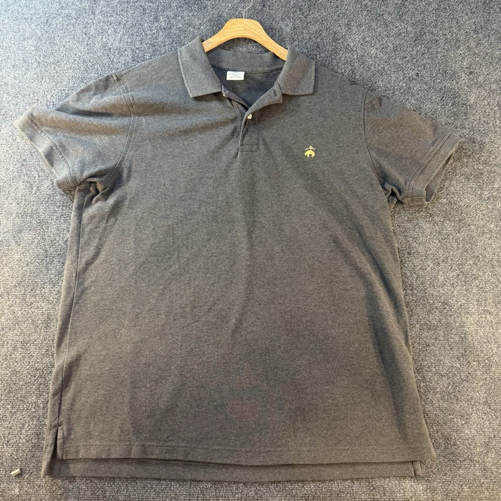 Brooks Brothers 1818 Performance Polo Shirt Mens XL Gray Slim Fit Cotton Logo